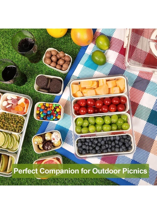 صندوق تخزين طعام مقسم ومحكم الإغلاق - 4 أقسام مع غطاء مانع للتسرب، منظم بلاستيكي خالٍ من مادة BPA للفواكه والخضراوات والوجبات الخفيفة وتحضير الوجبات والاستخدام في الثلاجة والمطبخ - Image 3